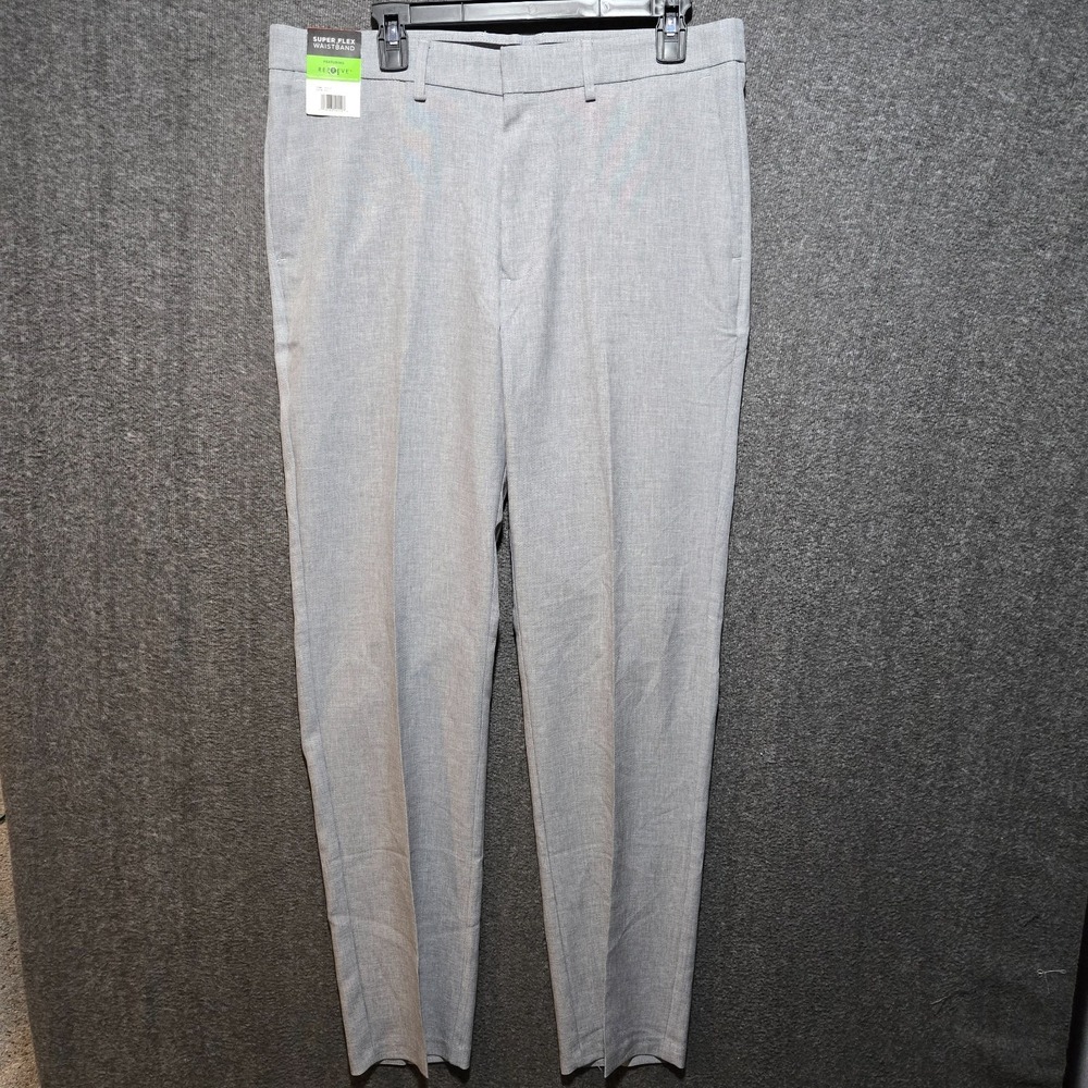 Hagar Men's Super flex Waist Band Flat Front Dress Pants 34x34 Gray